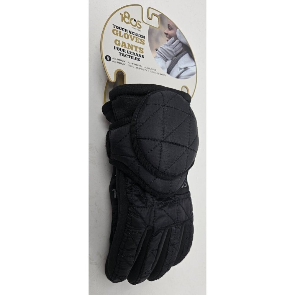 180's Ear Warmers & Touch Screen Glove Women Shetland Gift Set, Medium, Black
